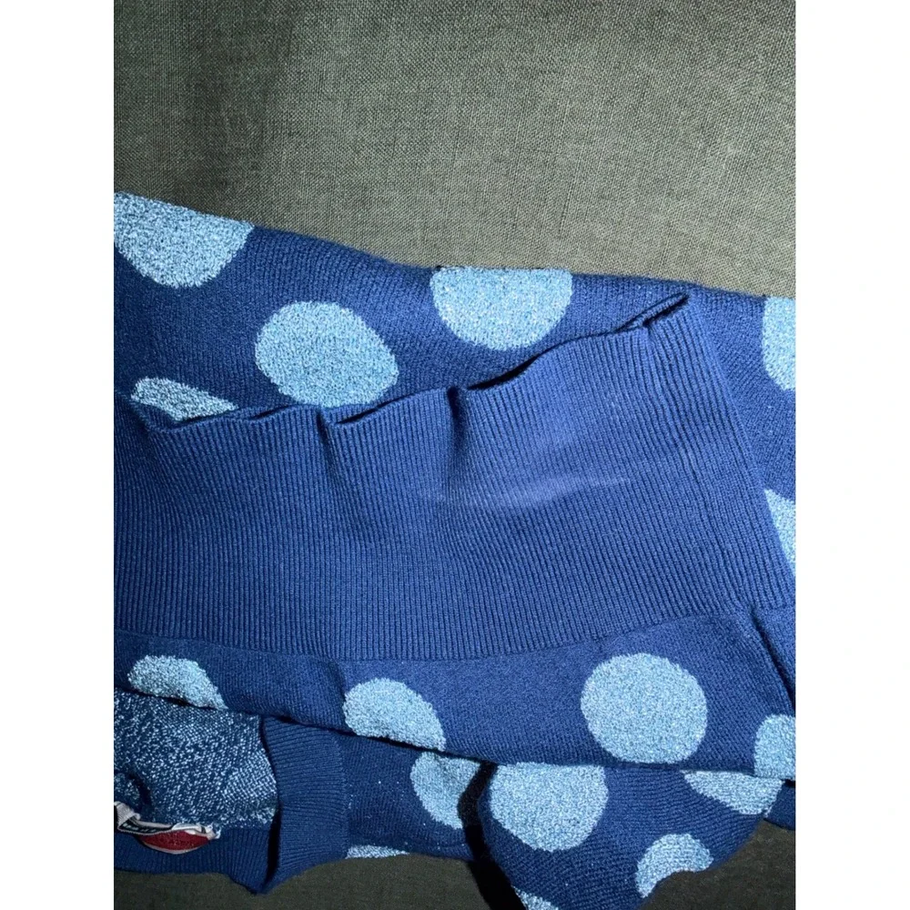 Kate Spade New York Womens XL Blue Metallic Polka Dot Short Sleeve Sweater Top